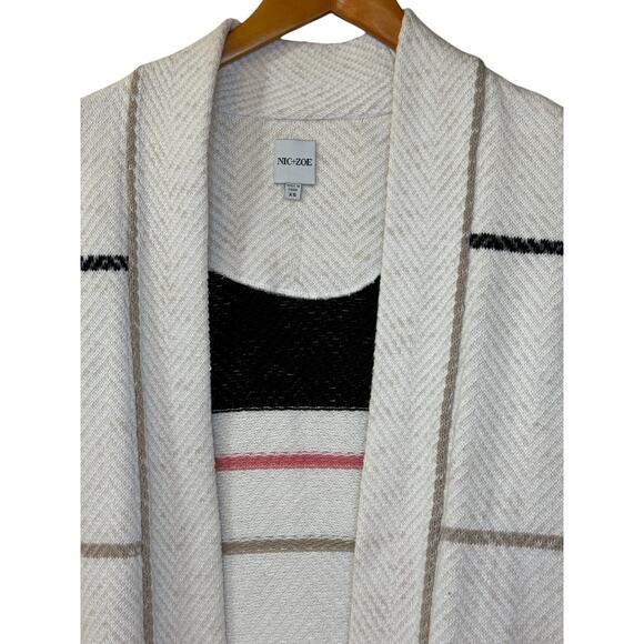 Not For Sale Nic+Zoe Cardigan Women X Small Beige Striped‎ Open Preppy Cabin - Picture 3 of 10